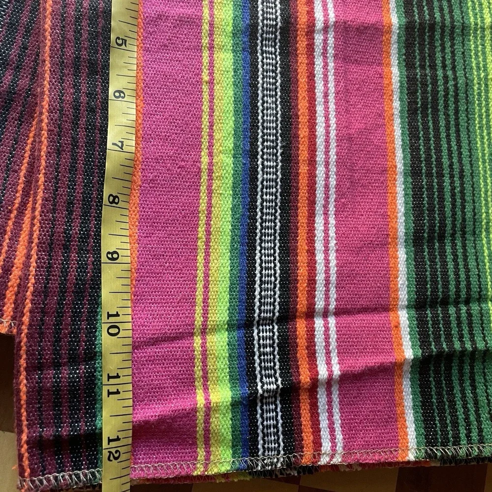 Mexican Sarape Striped Pink Colorful‎ Table Runner Bed Runner 104 inches